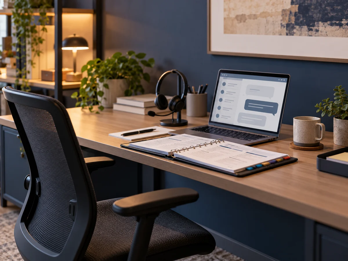 Workspace prepared for a specialist team handoff