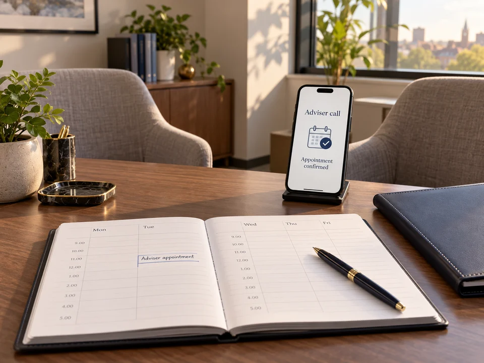 Adviser workspace prepared for a booked call
