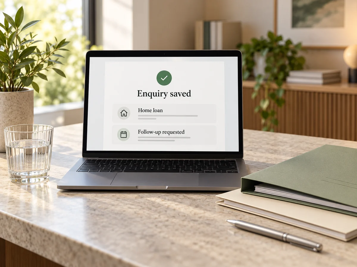 Home loan enquiry recorded for the financial services team