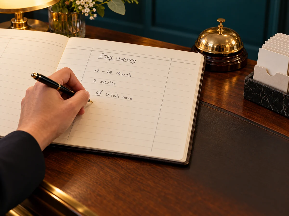 Travel dates and guest count recorded for the reservations team