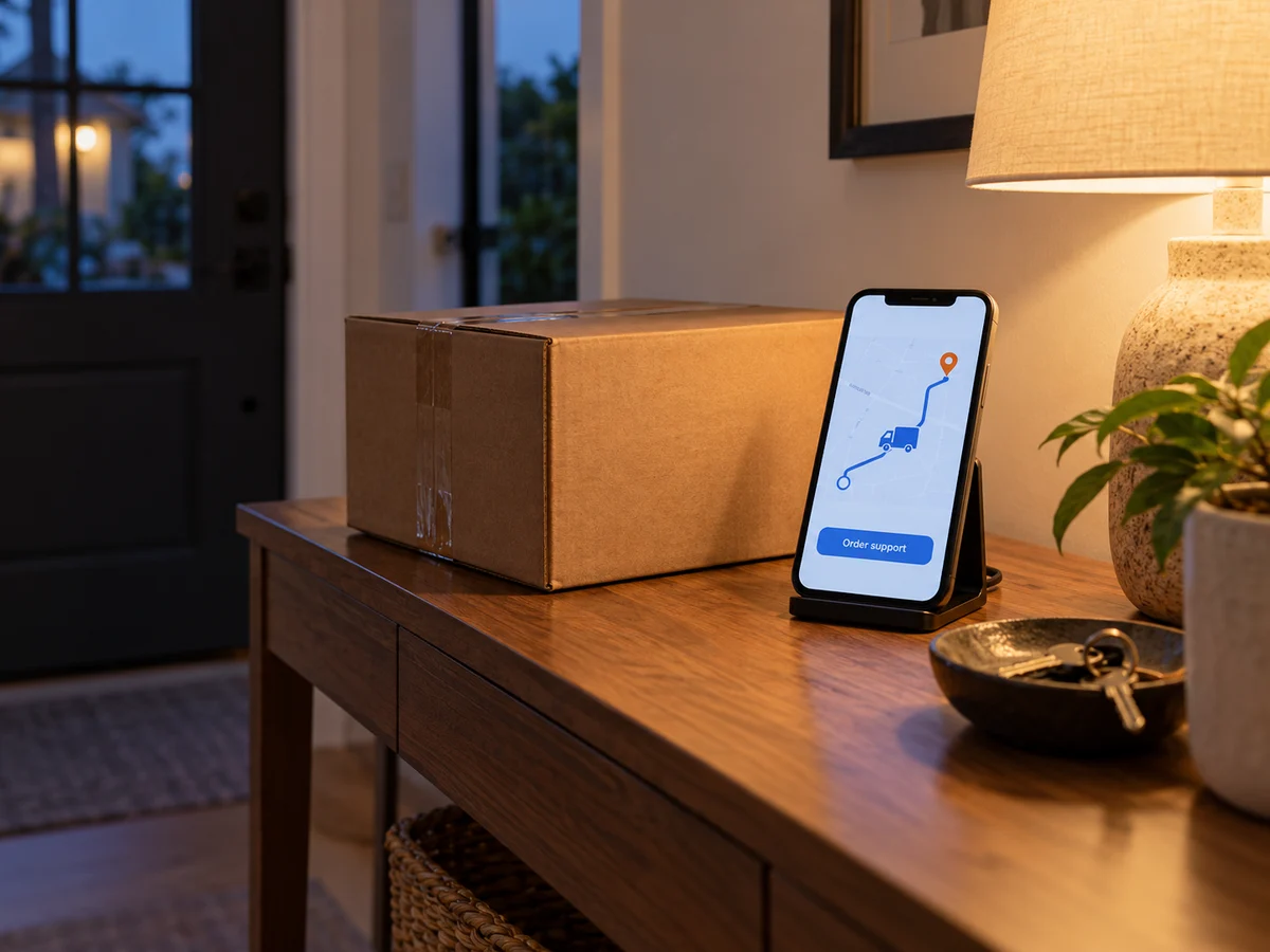 Parcel delivery information at a support workspace